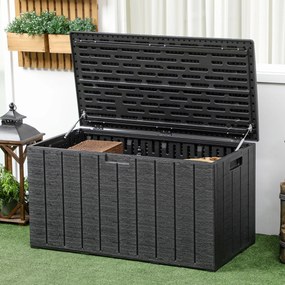 Baú de Armazenamento Exterior 366L com Parede Dupla Rodas Alças para Varanda Pátio Carga 100 kg 122,4x62x64,5 cm Preto