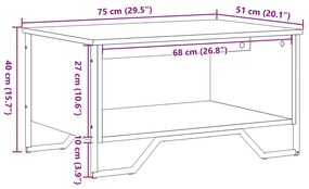 Mesa de centro 75x51x40 cm derivados de madeira preto