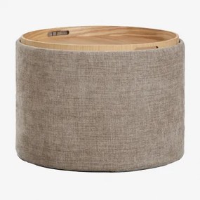 Mesa De Centro Redonda Estofada Berkeleni Com Bandeja E Armazenamento Ø55 Cm & Tecido Toupeira - Sklum