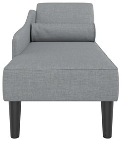 Chaise lounge com almofadões tecido cinzento-claro