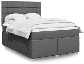 Cama com molas/colchão 140x200 cm tecido cinzento-escuro