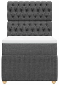 Cama com molas/colchão 90x190 cm tecido cinza-escuro