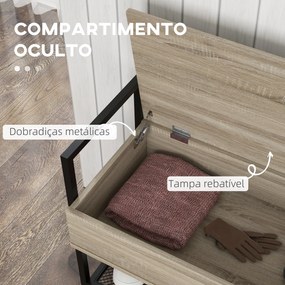 Banco Sapateira com Compartimento Oculto 84x39,5x61 cm Preto e Madeira