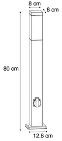 Candeeiro de exterior castanho ferrugem 80 cm com tomada IP44 - Malios