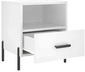 Mesas de cabeceira 2pcs derivados de madeira branco brilhante