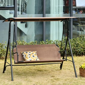 Balanço de jardim de 2 lugares com guarda-sol Telhado com ângulo ajustável para Terraço Varanda Carga 200 kg 172x110x155 cm Marrom