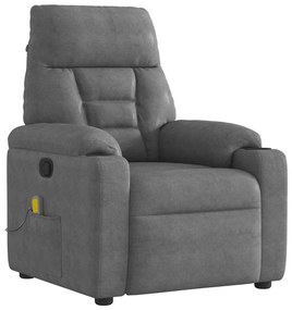 vidaXL Poltrona de massagens reclinável tecido microfibra cinza-escuro
