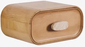 Pack De 2 Mesas De Cabeceira Flutuantes 50x35 Cm Em Madeira De Manga E Pedra Natural Kivalina Travertino - Madeira De Mangueira - Sklum