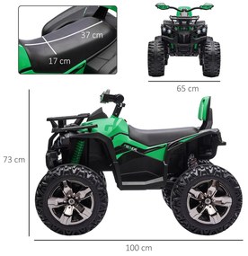 Quadriciclo Elétrico 12V para Crianças acima de 3 Anos com Farol Música Pneus de Suspensão Botões Avance e Retrocesso Veículo Elétrico a Bateria 100x6