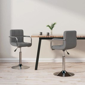 vidaXL Cadeiras de jantar giratórias 2 pcs tecido cinzento-claro