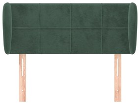 Cabeceira de cama c/ abas veludo 93x23x78/88 cm verde-escuro