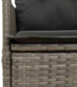 9 pcs conjunto de jantar p/ jardim c/ almofadões vime PE cinza