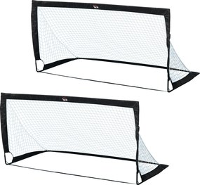 HOMCOM Balizas de Futebol Dobráveis para Crianças e Adultos com Saco de Transporte para Exterior Treino 183x90x90 cm Preto | Aosom Portugal