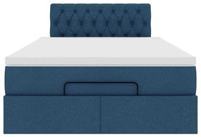 Cama otomana com colchão 120x200 cm tecido azul