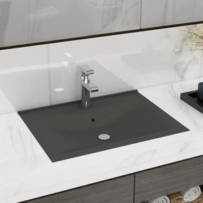 147027 vidaXL Lavatório orifício torneira 60x46 cm cerâmica cinza-escuro mate