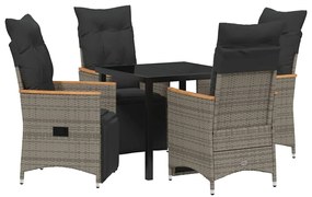 Conjunto de jantar de jardim com 5 peças e almofadas de rattan em poli