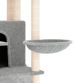 Árvore p/ gatos c/ postes arranhadores sisal 154 cm cinza-claro