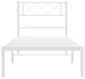 Estrutura de cama com cabeceira 100x190 cm metal branco