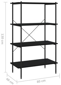Unidade com 4 prateleiras 80x40x130 cm preto