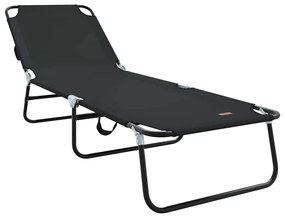 Espreguiçadeira Dobrável 2 pcs Portátil Preta 600D Tecido Oxford