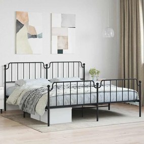 Estrutura de cama com cabeceira e pés 193x203 cm metal preto