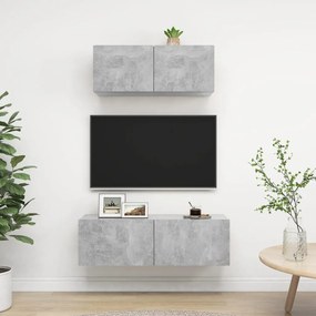 2 pcs conjunto de móveis de TV derivados madeira cinza cimento