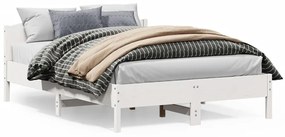 Cama sem colchão 140x200 cm madeira de pinho maciça branco