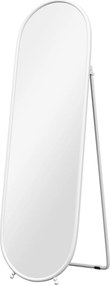 HOMCOM Espelho de Pé Oval 160x40 cm Espelho de Corpo Inteiro com Moldura Metálica Suporte e 2 Formas de Utilização Branco | Aosom Portugal