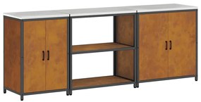 Conjunto de Armazenamento de Cozinha 3 pcs Ferro Enferrujado