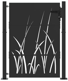 Portão de Jardim Preto 105 x 150 cm Aço com Revestimento em Pó