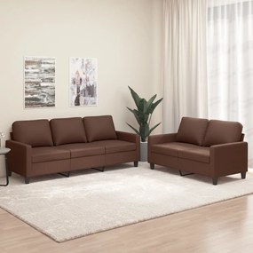 vidaXL 2 pcs conjunto de sofás c/ almofadões couro artificial castanho
