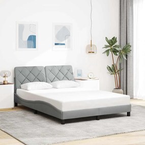 Estrutura de cama sem colchão 140x200 cm tecido cinzento-claro