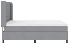 Cama com Estrado e Colchão Cinza Claro 140x200 cm em Tecido