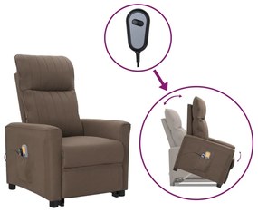 vidaXL Poltrona de massagens tecido cinzento-acastanhado