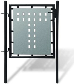 Portão de cerca com porta única, preto 100 x 150 cm