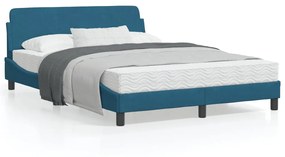 Estrutura de cama c/ cabeceira 140x200 cm veludo azul