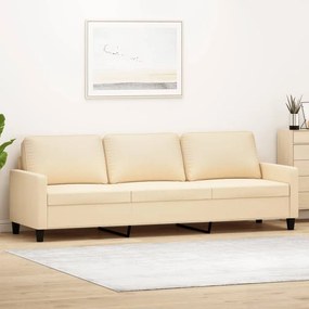 vidaXL Sofá de 3 lugares tecido 210 cm cor creme
