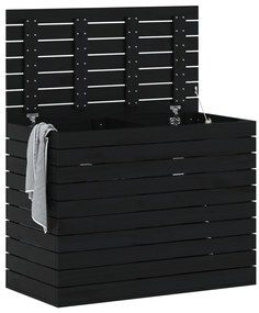 Cesto de roupa suja 88,5x44x66 cm madeira de pinho maciça preto