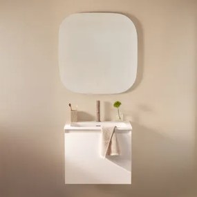 Conjunto De Móveis De Banheiro Em Madeira Macrae Com Pia Integrada Branco & Quadrado Led E Anti-embaciamento 75x75 Cm Riben & - Sklum