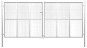 vidaXL Portão de jardim em aço galvanizado 415x225 cm prateado