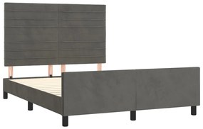 Estrutura de cama sem colchão 140x190 cm veludo cinzento-escuro