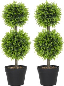 HOMCOM Conjunto de 2 Plantas Artificiais Decorativas Bolas de Buxo Artificial 60 cm com Vaso Plástico Verde | Aosom Portugal