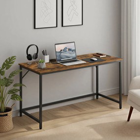 Secretária para escritório em casa 100 x 50 x 76 cm, estável, fácil de montar castanho-preto