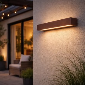 Candeeiro de parede exterior industrial castanho ferrugem 55cm incl. LED IP65 - Hannah