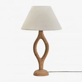 Candeeiro De Mesa Em Madeira De Manga Gracia Madeira De Manga & Branco Ø40 Cm Menorca - Sklum