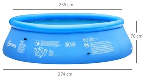 Piscina Inflável Redonda 4.000 Litros Ø274x76cm para 3-4 Pessoas Piscina Insuflável Familiar Adultos e Crianças com Inflador de Mão para Jardim Pátio