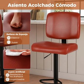 Conjunto de 2 bancos giratórios de bar com altura ajustável, assento em PU acolchoado e apoio para os pés para sala de jantar, ilha de cozinha ou pub,