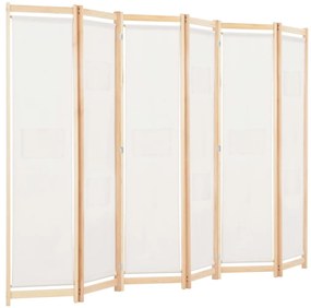 Divisória de quarto com 6 painéis 240x170x4 cm tecido cor creme