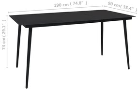9 pcs conjunto de jantar p/ jardim corda de algodão e aço preto