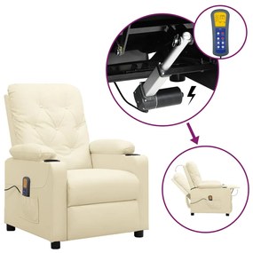 Poltrona de massagens elevatória couro artificial cor creme